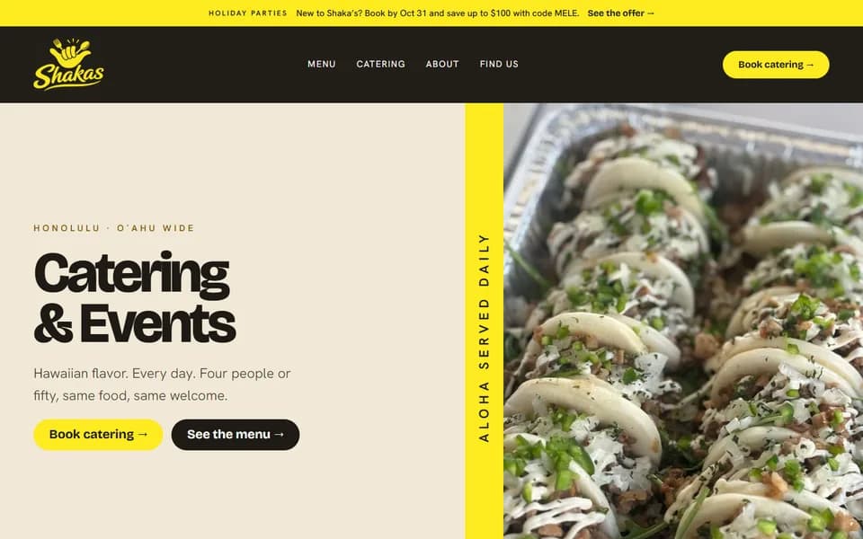 The Shaka's Plates & Tacos website